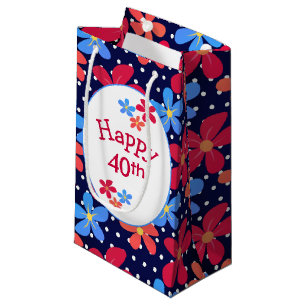 40. Geburtstagskäse auf Polka Dots Kleine Geschenktüte