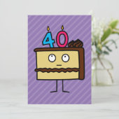40. Geburtstagskuchen mit Kerzen Schokolade Einladung (Stehend Vorderseite)
