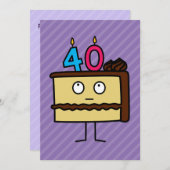 40. Geburtstagskuchen mit Kerzen Schokolade Einladung (Vorne/Hinten)