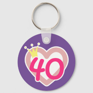 40. Geburtstagskünstlerin Prinzessin Crown Pink Schlüsselanhänger