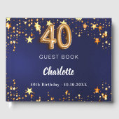 40. Geburtstagsnacht blaue Goldsterne Gästebuch (Vorderseite)
