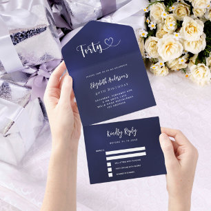 40. Geburtstagsnacht blaue silberne uAwg All In One Einladung