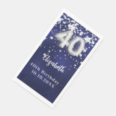 40. Geburtstagsnacht blaue Silberstars Serviette (Ecke)