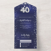 40. Geburtstagsnacht blaue Silberstars uAwg All In One Einladung (Innen Boden)