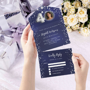 40. Geburtstagsnacht blaues Foto Silberstars uAwg All In One Einladung