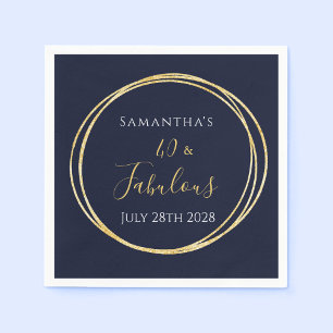 40. Geburtstagsnacht Gold Geburtstagsparty Serviette