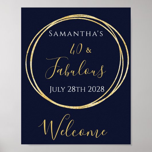 40. Geburtstagsnacht Gold Geburtstagsparty Willkom Poster (Vorne)