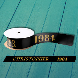 40. Geburtstagsname 1984 Black Gold Elegant Chic Satinband