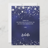 40. Geburtstagsnavy blauen Silberstars Foto Dankeskarte (Rückseite)