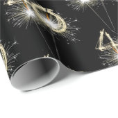 40. Geburtstagsparkler auf Black Wrapping Geschenkpapier (Rolleneckpunkt)