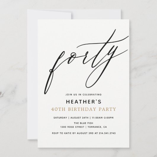 40. Geburtstagsparty Einladung (Vorderseite)