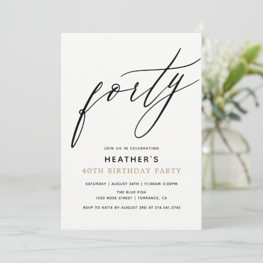 40. Geburtstagsparty Einladung (Stehend Vorderseite)