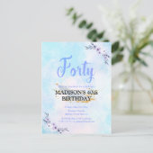 40 Geburtstagsparty Wasserfarbenpastel Postkarte (Stehend Vorderseite)