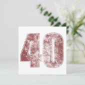 40. Geburtstagsrot Grunge Karte (Stehend Vorderseite)
