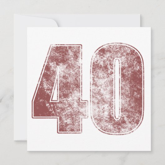 40. Geburtstagsrot Grunge Karte (Vorderseite)