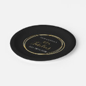 40. Geburtstagsschwarz-Gold-Geburtstagsparty Pappteller (Schrägansicht)