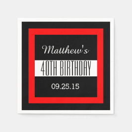 40. Geburtstagsschwarz mit Red Frame Custom V01C3 Serviette