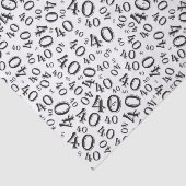 40. Geburtstagsschwarz/weiß Zufallszahlenmuster Seidenpapier (Ausschnitt)