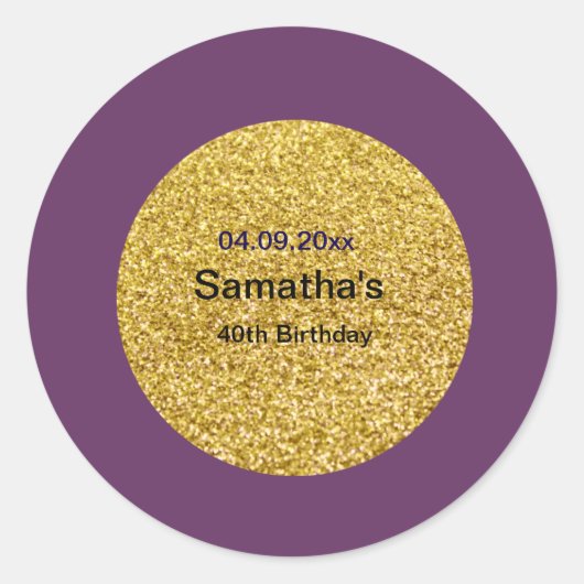 40. Geburtstagsticker Runder Aufkleber (Vorderseite)