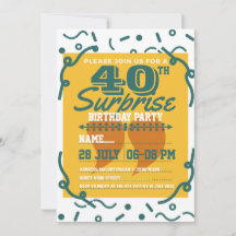 40. Geburtstagsüberraschung Moderne Vintag gelbe