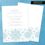 40. Geburtstagsüberraschung Party Blaue Schneefloc Einladung<br><div class="desc">Sehr elegante blaue Aquarellschneeflocken schaffen einen hübschen Rahmen am Ende dieser Erwachsenengeburtseinladung. Modernes und minimalistisches Design hat ein offenes und luftiges Ambiente. Die zeitgenössische Ästhetik wird Menschen jeden Alters ansprechen.</div>