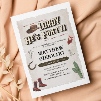 40. Geburtstagswochenende Retro Cowboy Boots Party Einladung