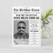 40. Geburtstagszeitung Einladung mit Programm (Stehend Vorderseite)