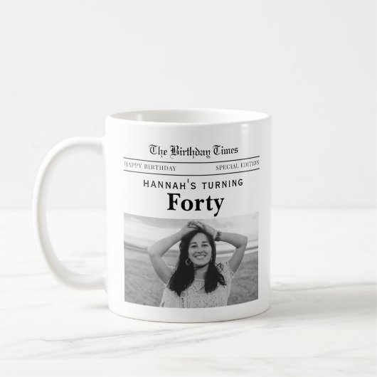 40. Geburtstagszeitung Kaffeetasse (Links)