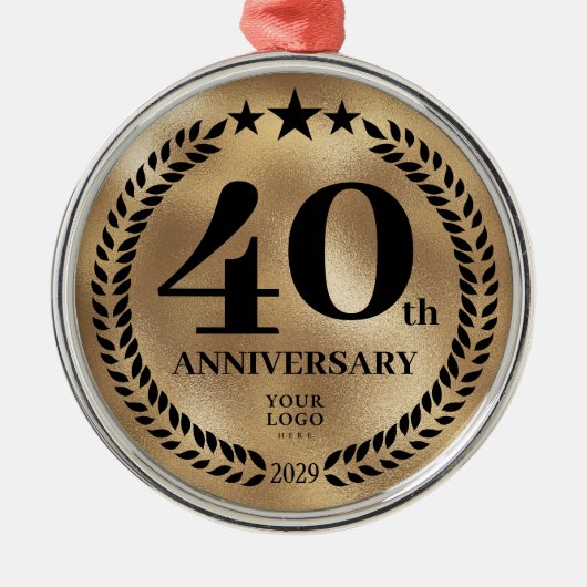 40. Geschäftsjahr Gold Weihnachten Ornament Aus Metall (Vorne)