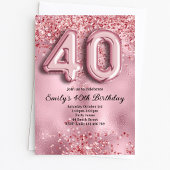 40. Glitzernder Pinker Geburtstag Einladung