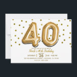 40 Gold Balloons & Confetti 40. Geburtstag Party Einladung<br><div class="desc">für jedes Ereignis anpassen</div>