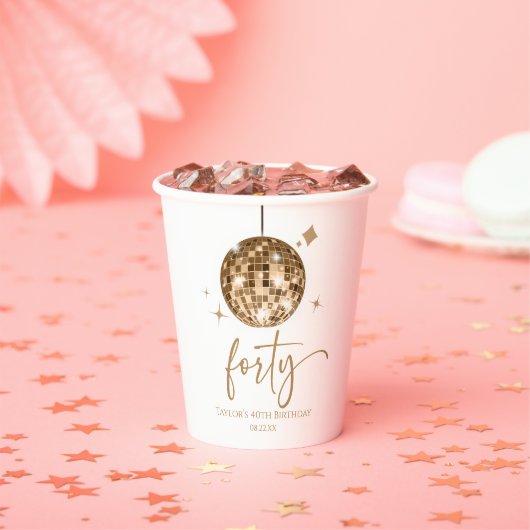 40 Gold Disco Ball 40. Geburtstag Party Pappbecher (Insitu)