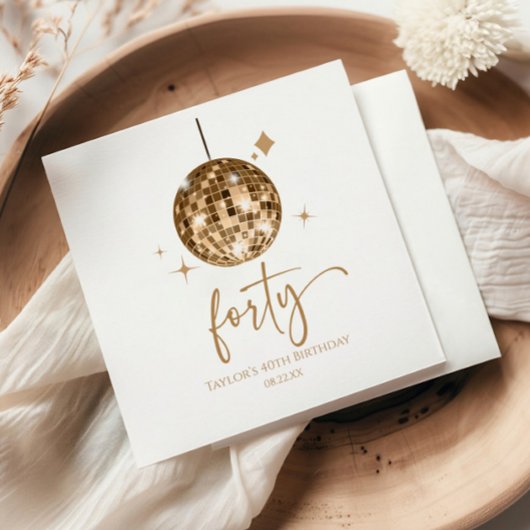 40 Gold Disco Ball 40. Geburtstag Party Serviette