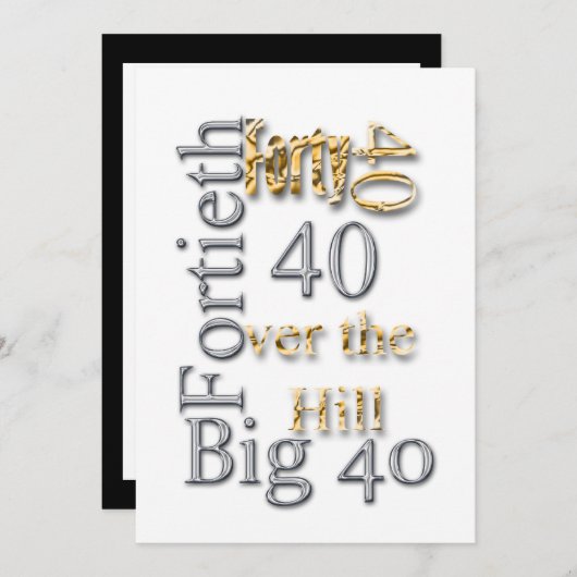 40. Gold Silberspass Party Einladung (Vorne/Hinten)