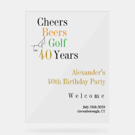 40. Golf Cheers Beers Birthday Party Willkommen Acrylschild