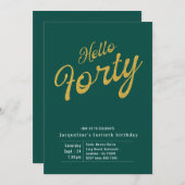 40 Green Gold Modern 40. Geburtstag Einladung (Vorne/Hinten)