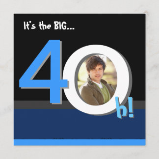 40. Großes 4Oh! Foto-Schablonen-Geburtstags-Party Einladung