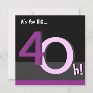 40. Großes 4Oh! Geburtstags-Party Einladung - Rosa