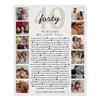 40 Gründe, aus denen wir Sie zum Geburtstag zum Ge Poster