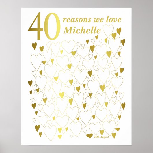 40 Gründe für die Liebe - 40. Geburtstag Poster (Vorne)