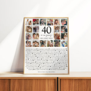 40 Gründe, warum wir dich lieben Foto-Collage-Gesc Poster