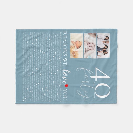 40 Gründe, warum wir Liebe Sie Foto Gründe Fleecedecke (Vorderseite (Horizontal))