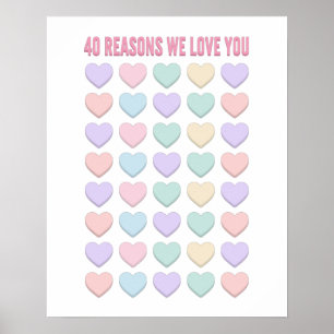 40 Gründe Wir Liebe Sie - 40. Geburtstagsgeschenke Poster