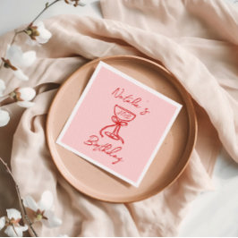 40. Hand Drawn Champagne Glass Fun Geburtstagspart Serviette