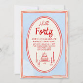 40. Handgeschriebener Gezeichnet Kuchen Quirky Fot Einladung (Vorderseite)