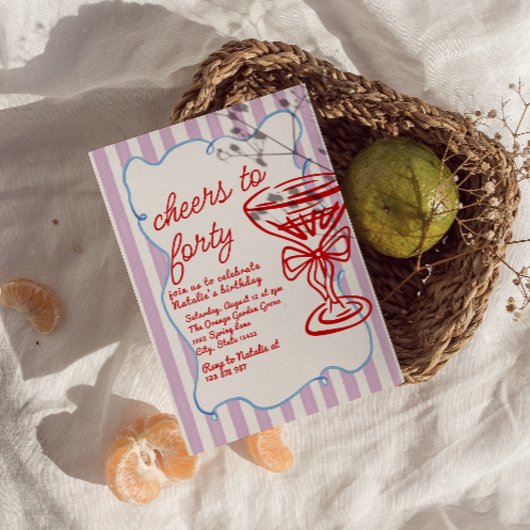 40. Handgezeichneter farbiger Champagner Glass Geb Einladung