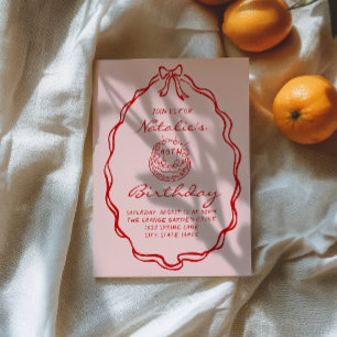 40. Handgezeichneter Kuchen Coquette 40. Frame Geb Einladung