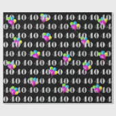 40. Happy Birthday Balloons auf schwarz Geschenkpapier (Flach)