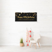 40. Happy Birthday Black Gold Stars oder Ihr Text Banner (Insitu)
