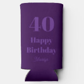 40 Happy Birthday Script Elegant Purple Selters Dosenkühler (Rückseite)